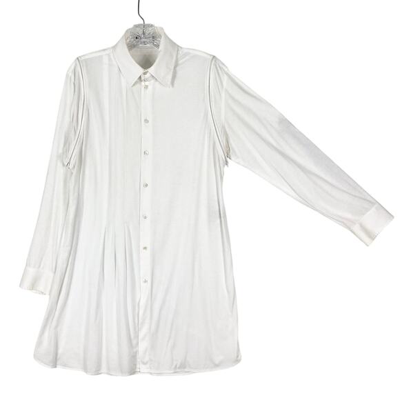 Nwot Y-3 YOHJI YAMAMOTO ADIDAS Dress Shirt M White Zip-Off-Collar&Long-Slv BtnUp - Picture 1 of 16